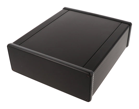 Hammond 1455U2201BK Extruded Aluminum Enclosure, Black with Metal End Panels 8.66" x 7.5" x 2.6"