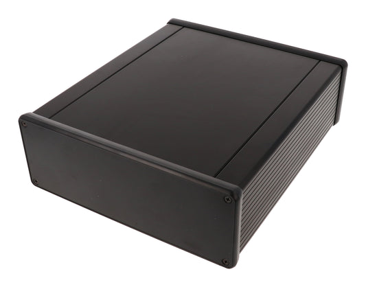 Hammond 1455U2202BK Extruded Aluminum Enclosure, Black with Plastic Closed Bezels 8.66" x 7.5" x 2.6"