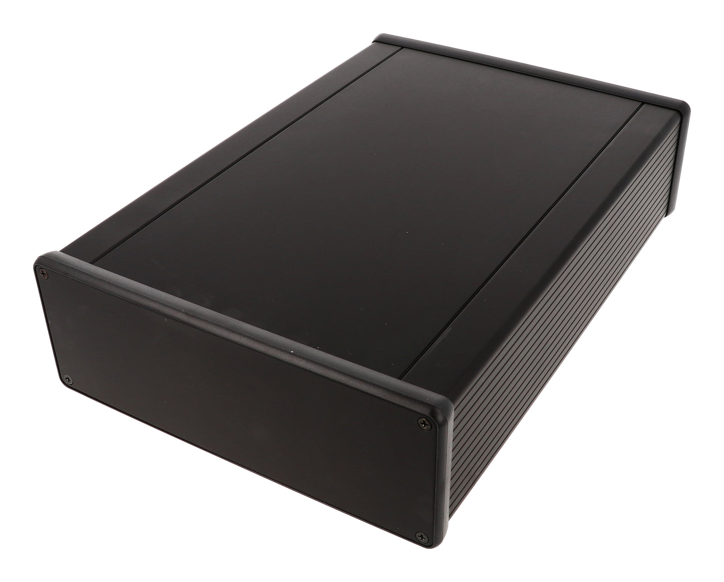 Hammond 1455U2801BK Extruded Aluminum Enclosure, Black with Metal End Panels 11" x 7.5" x 2.6"