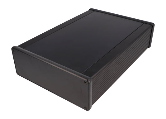 Hammond 1455U2802BK Extruded Aluminum Enclosure, Black with Plastic Closed Bezels 11" x 7.5" x 2.6"