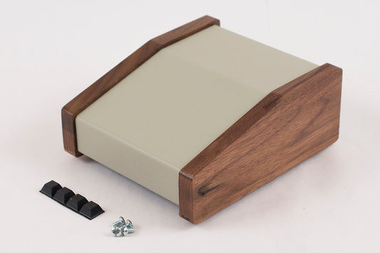 Hammond 1456CE2WHCWW Sloped Console Enclosure, Solid Oiled Walnut Sides, Steel Base, Aluminum Top, 15 Degree 4.00" x 5.50" x 2.00"