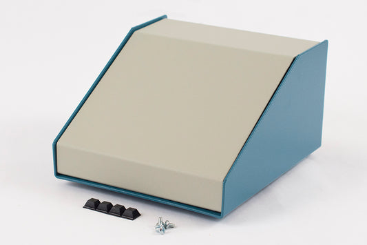 Hammond 1456FG4WHBU Sloped Aluminum Console Enclosure, 30 Degree Beige / Blue
