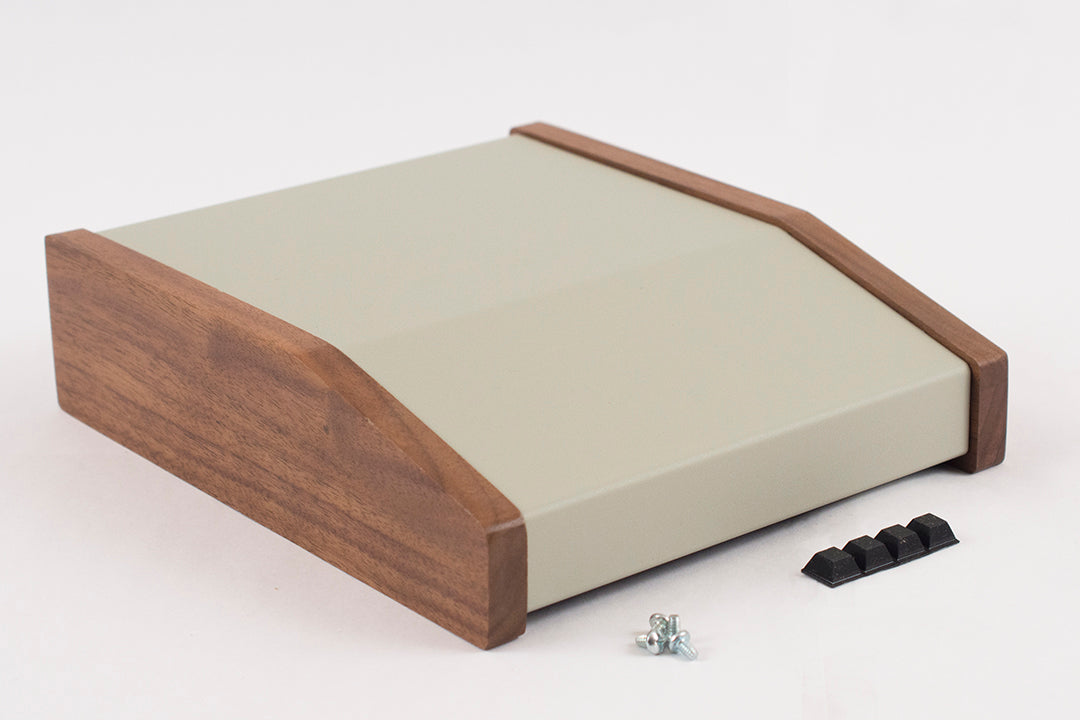 Hammond 1456FH2WHCWW Sloped Console Enclosure, Solid Oiled Walnut Sides, Steel Base, Aluminum Top, 15 Degree 6.50" x 8.50" x 2.00"