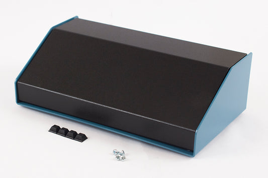 Hammond 1456KE3BKBU Sloped Aluminum Console Enclosure, 30 Degree Black Top / Blue Case 10.00" x 5.50" x 3.00"