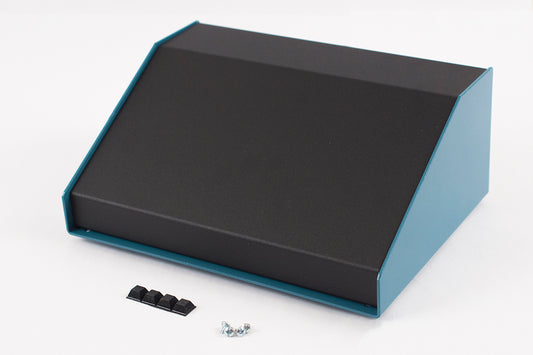 Hammond 1456KG4BKBU Sloped Aluminum Console Enclosure, 30 Degree Black Top / Blue Case 10.00" x 7.20" x 4.00"