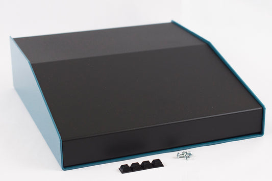 Hammond 1456KL3BKBU Sloped Aluminum Console Enclosure, 15 Degree Black Top / Blue Case 10.00" x 11.30" x 3.00"