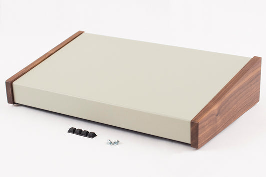 Hammond 1456PH1WHCWW Sloped Console Enclosure, Solid Oiled Walnut Sides, Steel Base, Aluminum Top, 10 Degree 14.00" x 8.30" x 3.00"