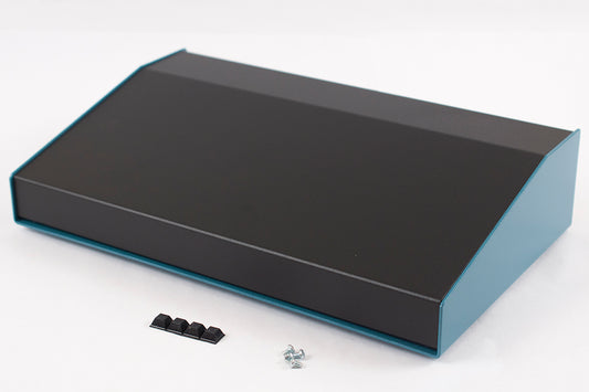 Hammond 1456PH3BKBU Sloped Aluminum Console Enclosure, 15 Degree Black Top / Blue Case 14.00" x 8.30" x 3.00"