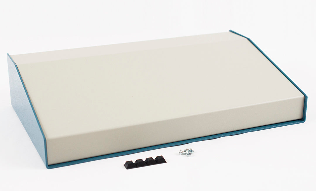 Hammond 1456PH3WHBU Sloped Aluminum Console Enclosure, 15 Degree Beige Top / Blue Case 14.00" x 8.30" x 3.00"