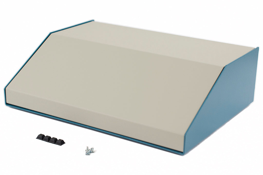 Hammond 1456PK4WHBU Sloped Aluminum Console Enclosure, 30 Degree Beige / Blue