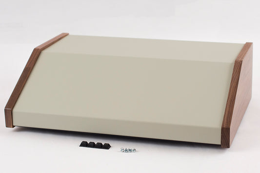 Hammond 1456PK4WHCWW Sloped Console Enclosure, Solid Oiled Walnut Sides, Steel Base, Aluminum Top, 30 Degree 14.00" x 10.20" x 4.00"