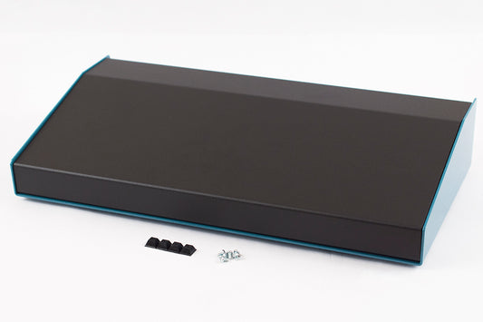 Hammond 1456RH3BKBU Sloped Aluminum Console Enclosure, 15 Degree Black Top / Blue Case 17.00" x 8.30" x 3.00"