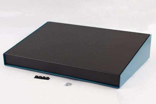 Hammond 1456RL1BKBU Sloped Aluminum Console Enclosure, 10 Degree Black Top / Blue Case 17.00" x 11.30" x 3.50"