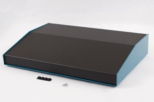 Hammond 1456RL3BKBU Sloped Aluminum Console Enclosure, 15 Degree Black Top / Blue Case 17.00" x 11.30" x 3.00"
