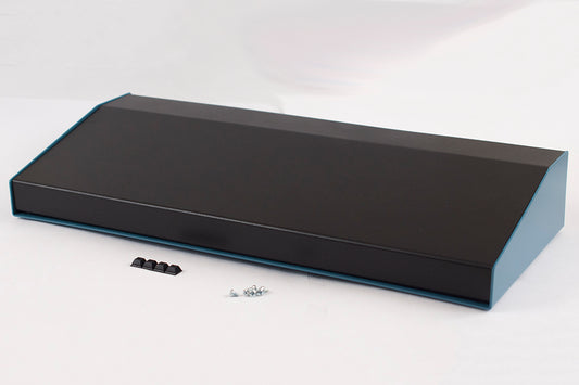 Hammond 1456WH3BKBU Sloped Aluminum Console Enclosure, 15 Degree Black Top / Blue Case 20.00" x 8.30" x 3.00"