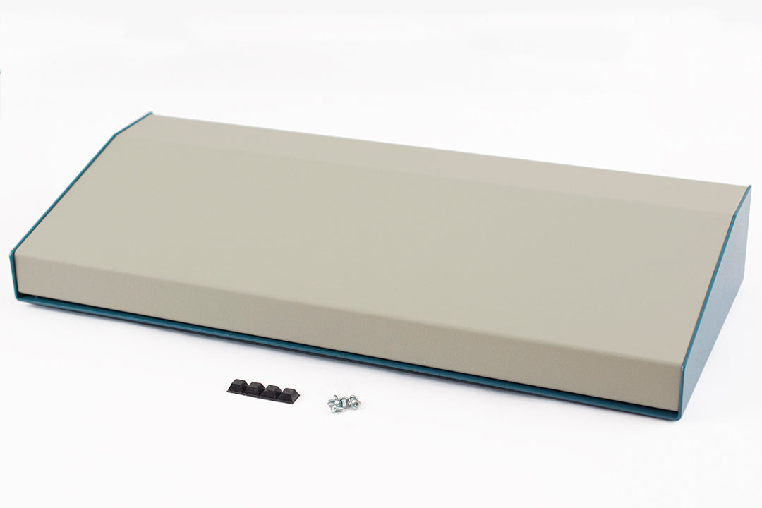 Hammond 1456WH3WHBU Sloped Aluminum Console Enclosure, 15 Degree Beige Top / Blue Case 20.00" x 8.30" x 3.00"