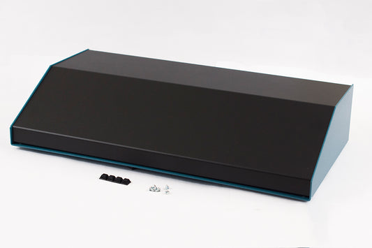 Hammond 1456WK4BKBU Sloped Aluminum Console Enclosure, 30 Degree Black Top / Blue Case 20.00" x 10.20" x 4.00"