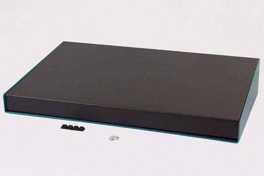 Hammond 1456WL1BKBU Sloped Aluminum Console Enclosure, 10 Degree Black Top / Blue Case 20.00" x 11.30" x 3.50"