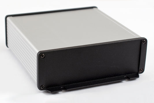 Hammond 1457T1602E 1457 Series EMI/RFI Shielded Watertight Extruded Aluminum Enclosure, IP65, Flanged Diecast Aluminum End Panels, 160 mm x 165 mm x 55 mm (6.30" x 6.51" x 2.15"), Clear Anodized.