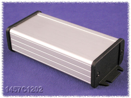 Hammond 1457C1202 1457 Series Watertight Extruded Aluminum Enclosure, IP65, Flanged Diecast Aluminum End Panels, 120 mm x 59 mm x 31 mm (4.73" x 2.32" x 1.21"), Clear Anodized.