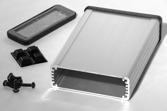 Hammond 1457J1201E 1457 Series EMI/RFI Shielded Watertight Extruded Aluminum Enclosure, IP65, Diecast Aluminum End Panels, 120 mm x 84 mm x 28 mm (4.73" x 3.30" x 1.12"), Clear Anodized.