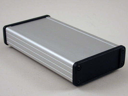 Hammond 1457J1601 1457 Series Watertight Extruded Aluminum Enclosure, IP65, Diecast Aluminum End Panels, 160 mm x 84 mm x 28 mm (6.30" x 3.30" x 1.12"), Clear Anodized.