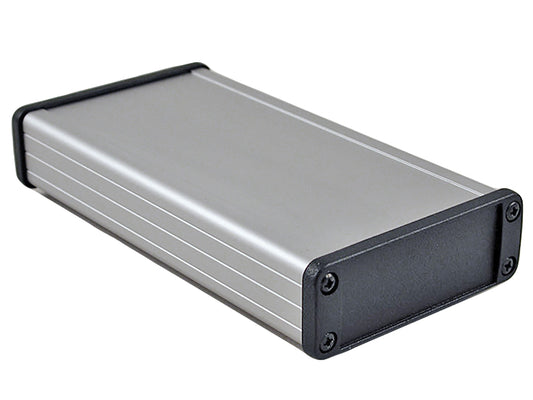 Hammond 1457J1601E 1457 Series EMI/RFI Shielded Watertight Extruded Aluminum Enclosure, IP65, Diecast Aluminum End Panels, 160 mm x 84 mm x 28 mm (6.30" x 3.30" x 1.12"), Clear Anodized.