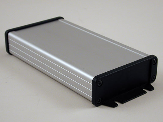 Hammond 1457J1602 1457 Series Watertight Extruded Aluminum Enclosure, IP65, Flanged Diecast Aluminum End Panels, 160 mm x 84 mm x 28 mm (6.30" x 3.30" x 1.12"), Clear Anodized.