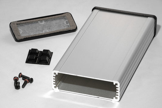 Hammond 1457J1602E 1457 Series EMI/RFI Shielded Watertight Extruded Aluminum Enclosure, IP65, Flanged Diecast Aluminum End Panels, 160 mm x 84 mm x 28 mm (6.30" x 3.30" x 1.12"), Clear Anodized.