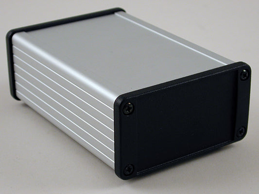 Hammond 1457K1201 1457 Series Watertight Extruded Aluminum Enclosure, IP65, Diecast Aluminum End Panels, 120 mm x 84 mm x 44 mm (4.73" x 3.30" x 1.73"), Clear Anodized.