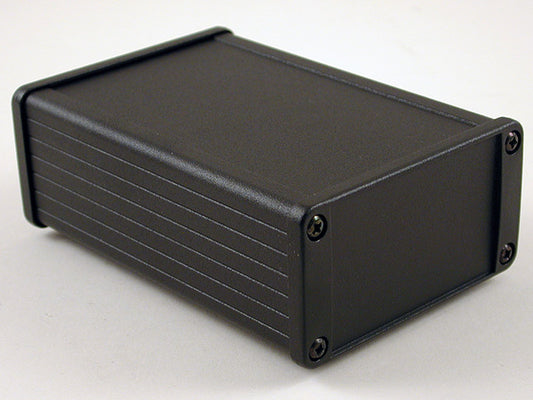 Hammond 1457K1201BK 1457 Series Watertight Extruded Aluminum Enclosure, IP65, Diecast Aluminum End Panels, 120 mm x 84 mm x 44 mm (4.73" x 3.30" x 1.73"), Black Powder Coated.