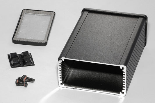 Hammond 1457K1201EBK 1457 Series EMI/RFI Shielded Watertight Extruded Aluminum Enclosure, IP65, Diecast Aluminum End Panels, 120 mm x 84 mm x 44 mm (4.73" x 3.30" x 1.73"), Black Powder Coated.