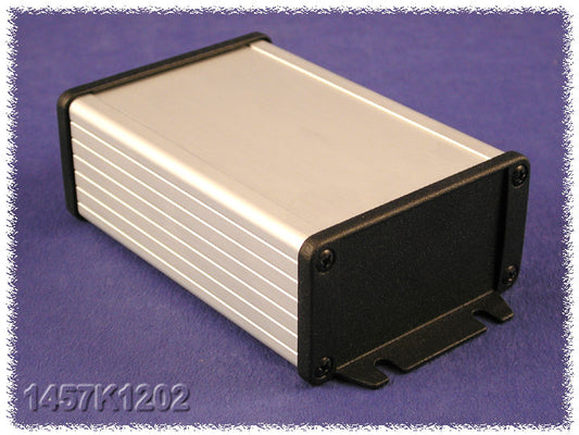 Hammond 1457K1202 1457 Series Watertight Extruded Aluminum Enclosure, IP65, Flanged Diecast Aluminum End Panels, 120 mm x 84 mm x 44 mm (4.73" x 3.30" x 1.73"), Clear Anodized.