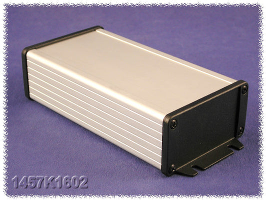 Hammond 1457K1602 1457 Series Watertight Extruded Aluminum Enclosure, IP65, Flanged Diecast Aluminum End Panels, 160 mm x 84 mm x 44 mm (6.30" x 3.30" x 1.73"), Clear Anodized.