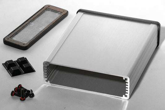Hammond 1457L1201E 1457 Series EMI/RFI Shielded Watertight Extruded Aluminum Enclosure, IP65, Diecast Aluminum End Panels, 120 mm x 104 mm x 32 mm (4.73" x 4.09" x 1.26"), Clear Anodized.