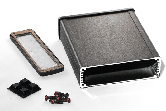 Hammond 1457L1201EBK 1457 Series EMI/RFI Shielded Watertight Extruded Aluminum Enclosure, IP65, Diecast Aluminum End Panels, 120 mm x 104 mm x 32 mm (4.73" x 4.09" x 1.26"), Black Powder Coated.