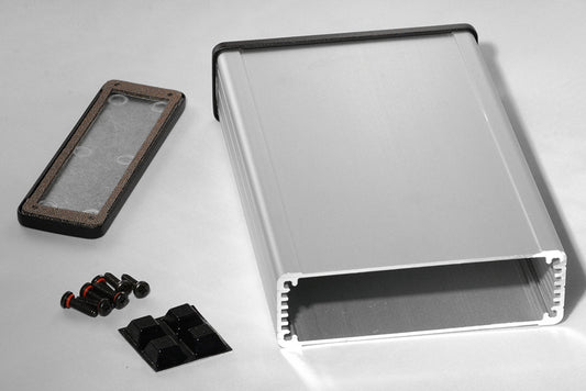 Hammond 1457L1601E 1457 Series EMI/RFI Shielded Watertight Extruded Aluminum Enclosure, IP65, Diecast Aluminum End Panels, 160 mm x 104 mm x 32 mm (6.30" x 4.09" x 1.26"), Clear Anodized.