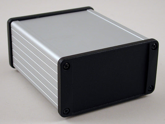 Hammond 1457N1201 1457 Series Watertight Extruded Aluminum Enclosure, IP65, Diecast Aluminum End Panels, 120 mm x 104 mm x 55 mm (4.73" x 4.09" x 2.15"), Clear Anodized.