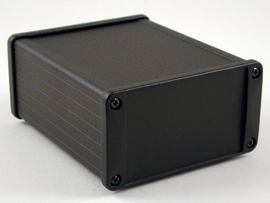 Hammond 1457N1201BK 1457 Series Watertight Extruded Aluminum Enclosure, IP65, Diecast Aluminum End Panels, 120 mm x 104 mm x 55 mm (4.73" x 4.09" x 2.15"), Black Powder Coated.