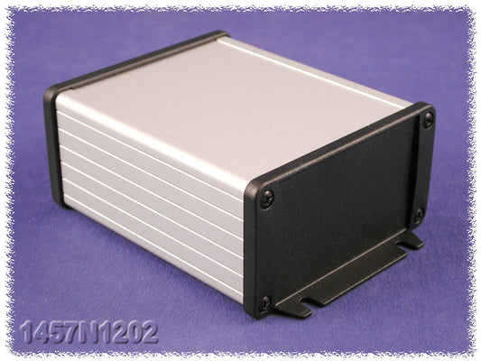 Hammond 1457N1202 1457 Series Watertight Extruded Aluminum Enclosure, IP65, Flanged Diecast Aluminum End Panels, 120 mm x 104 mm x 55 mm (4.73" x 4.09" x 2.15"), Clear Anodized.