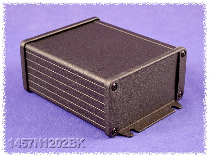 Hammond 1457N1202BK Black Extruded Aluminum Enclosure Flanged Watertight 4.73" x 4.09" x 2.15"
