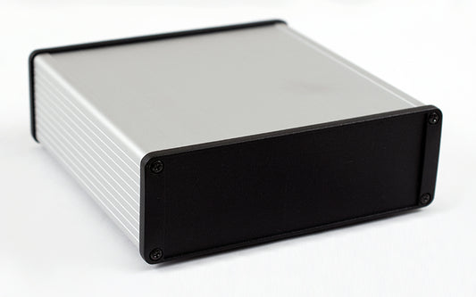 Hammond 1457T1601 1457 Series Watertight Extruded Aluminum Enclosure, IP65, Diecast Aluminum End Panels, 160 mm x 165 mm x 55 mm (6.30" x 6.51" x 2.15"), Clear Anodized.