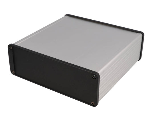Hammond 1457T1601E 1457 Series EMI/RFI Shielded Watertight Extruded Aluminum Enclosure, IP65, Diecast Aluminum End Panels, 160 mm x 165 mm x 55 mm (6.30" x 6.51" x 2.15"), Clear Anodized.