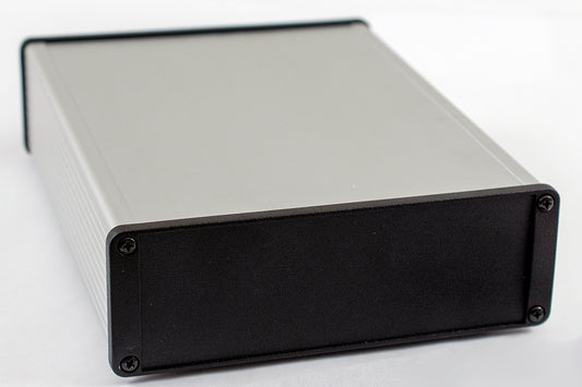 Hammond 1457T2201 1457 Series Watertight Extruded Aluminum Enclosure, IP65, Diecast Aluminum End Panels, 220 mm x 165 mm x 55 mm (8.66" x 6.51" x 2.15"), Clear Anodized.