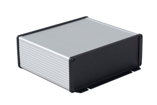 Hammond 1457U1602 1457 Series Watertight Extruded Aluminum Enclosure, IP65, Flanged Diecast Aluminum End Panels, 160 mm x 191 mm x 68 mm (6.30" x 7.52" x 2.68"), Clear Anodized.