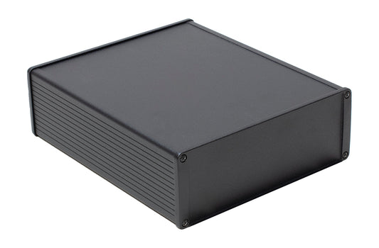Hammond 1457U2201EBK 1457 Series EMI/RFI Shielded Watertight Extruded Aluminum Enclosure, IP65, Diecast Aluminum End Panels, 220 mm x 191 mm x 68 mm (8.66" x 7.52" x 2.68"), Black Powder Coated.