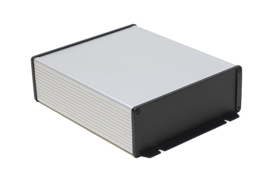 Hammond 1457U2202E 1457 Series EMI/RFI Shielded Watertight Extruded Aluminum Enclosure, IP65, Flanged Diecast Aluminum End Panels, 220 mm x 191 mm x 68 mm (8.66" x 7.52" x 2.68"), Clear Anodized.