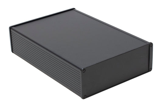 Hammond 1457U2801EBK 1457 Series EMI/RFI Shielded Watertight Extruded Aluminum Enclosure, IP65, Diecast Aluminum End Panels, 280 mm x 191 mm x 68 mm (11.02" x 7.52" x 2.68"), Black Powder Coated.