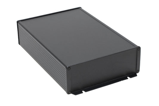 Hammond 1457U2802BK 1457 Series Watertight Extruded Aluminum Enclosure, IP65, Flanged Diecast Aluminum End Panels, 280 mm x 191 mm x 68 mm (11.02" x 7.52" x 2.68"), Black Powder Coated.