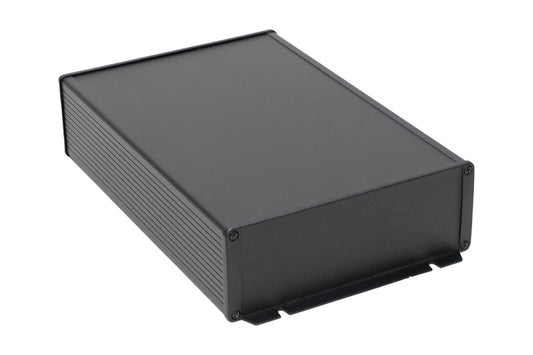 Hammond 1457U2802EBK 1457 Series EMI/RFI Shielded Watertight Extruded Aluminum Enclosure, IP65, Flanged Diecast Aluminum End Panels, 280 mm x 191 mm x 68 mm (11.02" x 7.52" x 2.68"), Black Powder Coated.